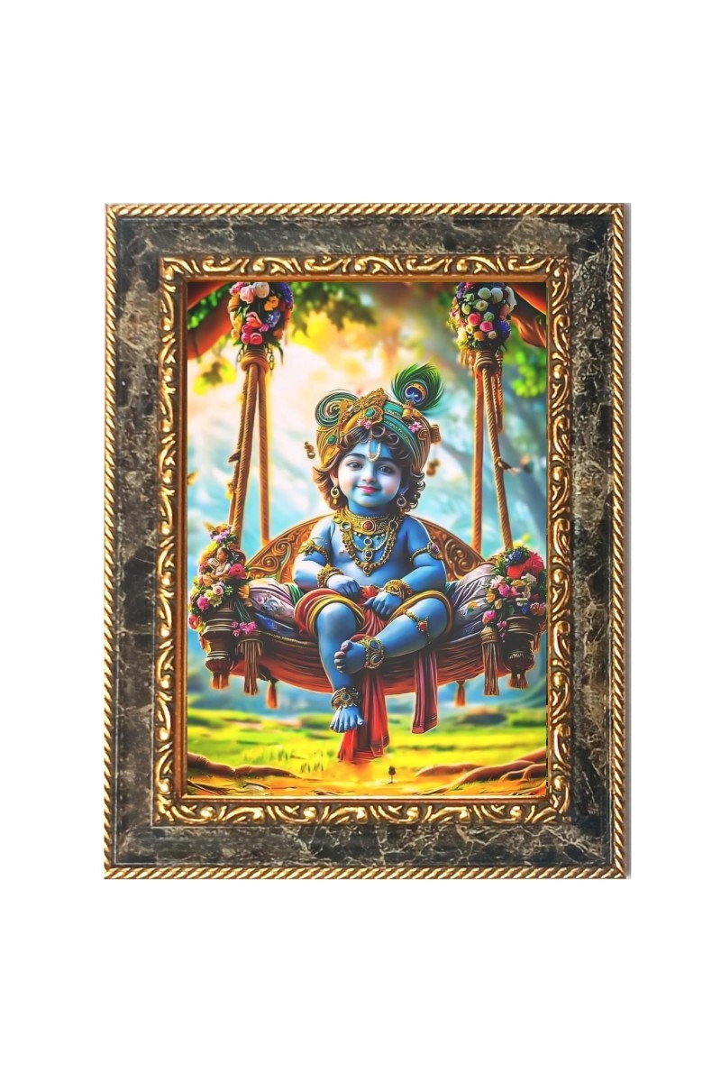 Little Krishna Digital Print Photo 10.7x12.7 inches (I6111) - Vibrant Religious Wall Art for Home or Office Decor.