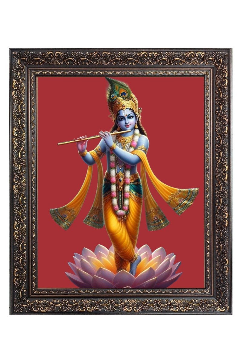 Sri Krishna Big Photo Frame - 16x20 Inches for Home & Office Decoration
