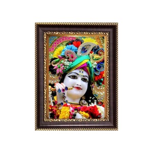 Sri Krishna with flute Digital Print Photo 6.7x8.7 inches - Vibrant Religious Wall Art for Home or Office Decor.