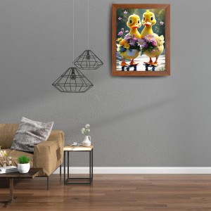 AI Funny Cute Duck Art Picture for Kids - 10x14 inches, Brown Color - Perfect Wall Decor for Children's Room