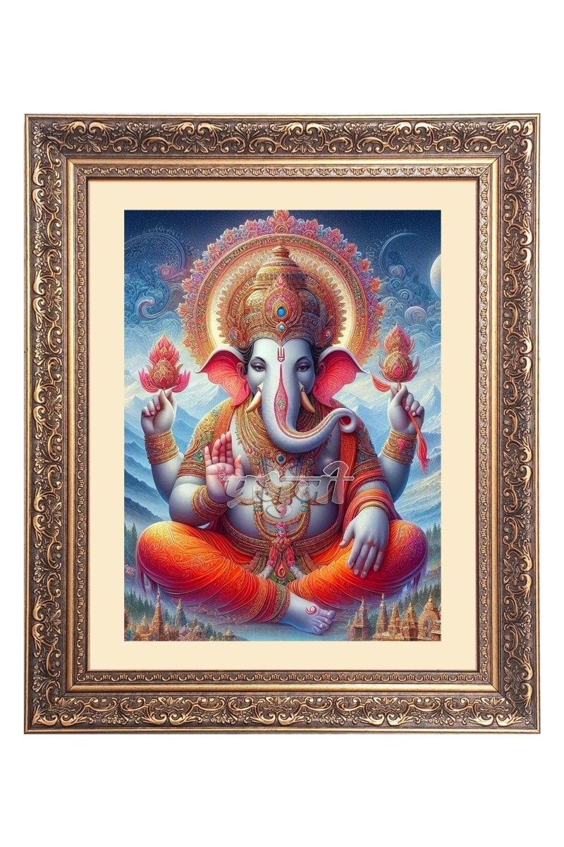 Sri Ganeshiji Big Photo Frame - 22x26 Inches for Home & Office Decoration
