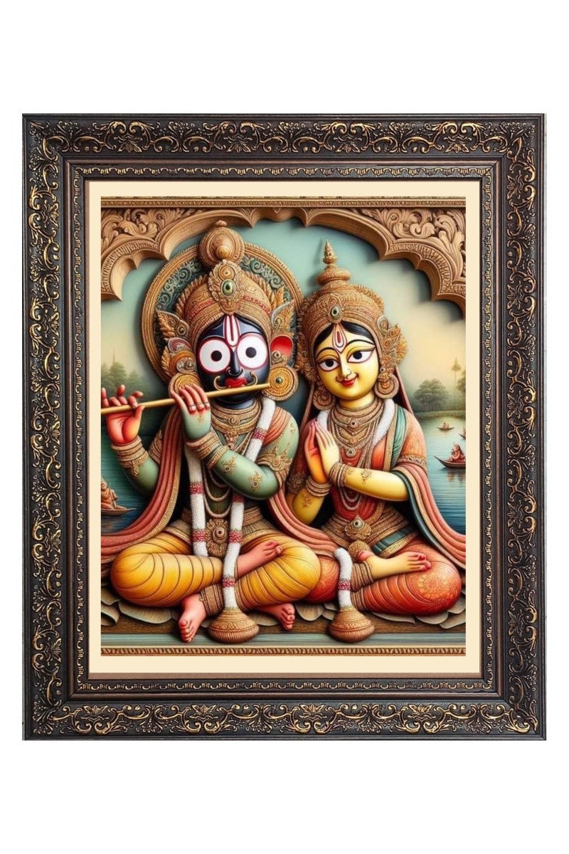 Maa Laxmi with Lord Jagannath Big Photo Frame - 18x22 Inches for Home & Office Decoration