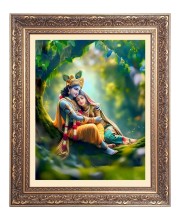 Sri Krishna with Sri Radha Big Photo Frame - 24x28 Inches for Home & Office Decoration
