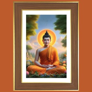 Meditating Buddha Photo Frame - 10x14 Inches, Brown Wooden Frame for Home, Office & Temple Decoration Meditating Buddha Photo Frame - 10x14 Inches, Brown Wooden Frame for Home, Office & Temple Decoration