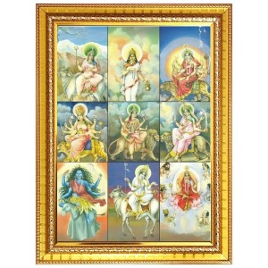 Maa Durga’s Nine Avatars Photo Frame - 10x14 Inches, Brown Wooden Frame for Home, Office & Temple Decoration Maa Durga’s Nine Avatars Photo Frame - 10x14 Inches, Brown Wooden Frame for Home, Office & Temple Decoration