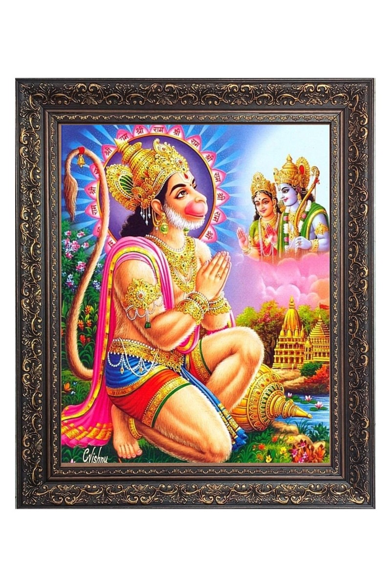 Sri hanuman Big Photo Frame - 24x28 Inches for Home & Office Decoration