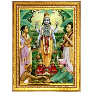 SRI SATYANARAYANA Photo Frame - 10x14 Inches, Brown Wooden Frame for Home, Office & Temple Decoration SRI SATYANARAYANA Photo Frame - 10x14 Inches, Brown Wooden Frame for Home, Office & Temple Decoration