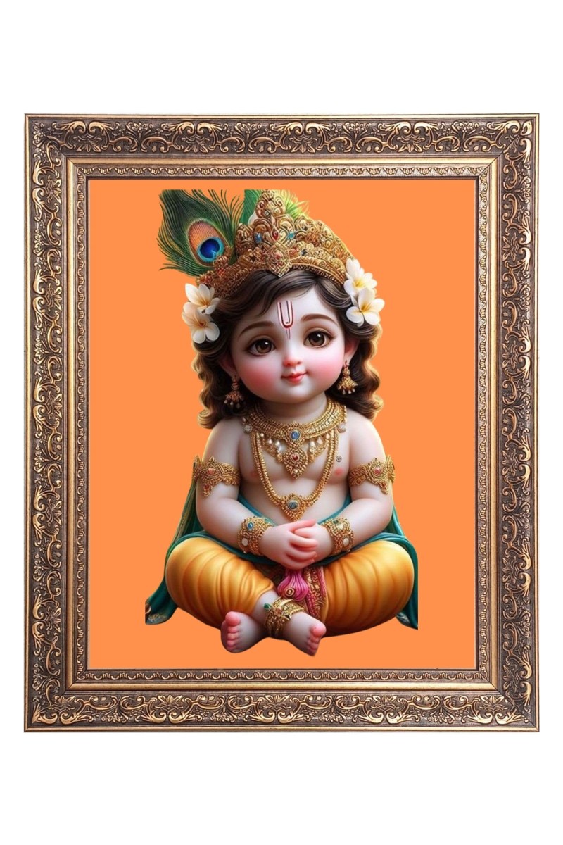 baby Krishna laddu Gopal Big Photo Frame - 22x26 Inches for Home & Office Decoration