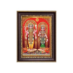 Sri Laxmi-Narayan Digital Print Photo 6.7x8.7 inches - Vibrant Religious Wall Art for Home, Office and Temple Decor.