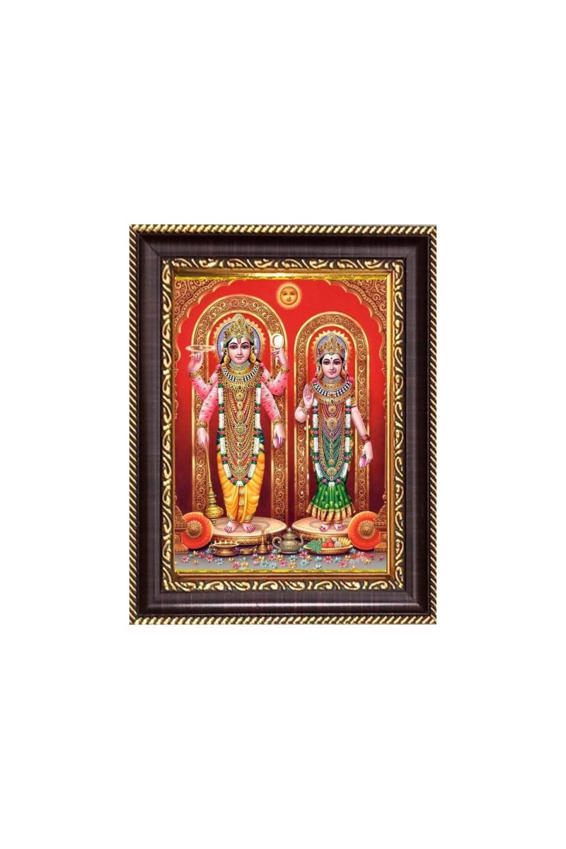 Sri Laxmi-Narayan Digital Print Photo 6.7x8.7 inches - Vibrant Religious Wall Art for Home, Office and Temple Decor.