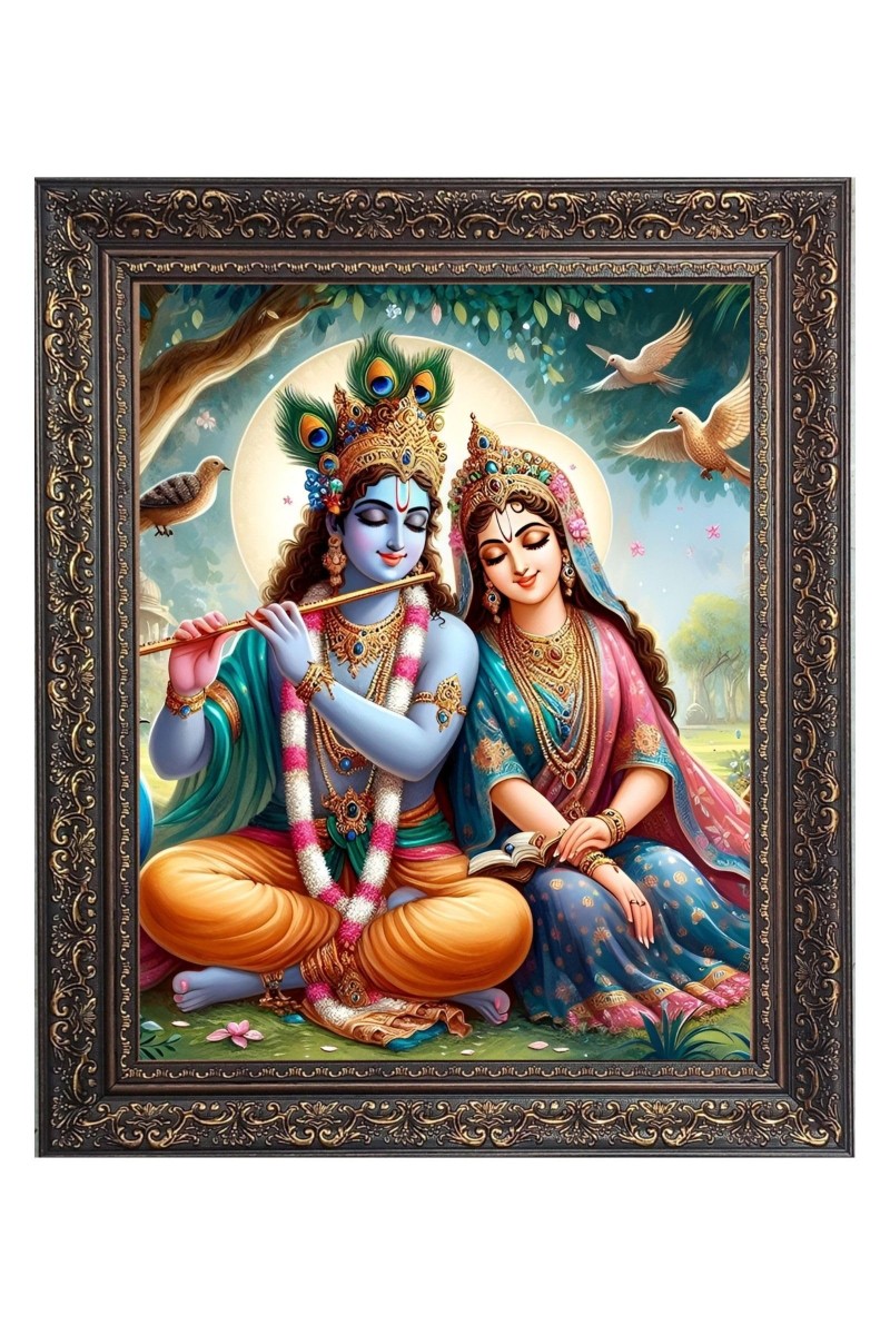 Sri Krishna with Sri Radha Big Photo Frame - 20x24 Inches for Home & Office Decoration