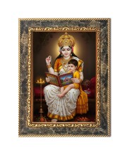 Maa Saraswati Digital Print Photo 6.7x8.7 inches (I6102) - Vibrant Religious Wall Art for Home or Office Decor.