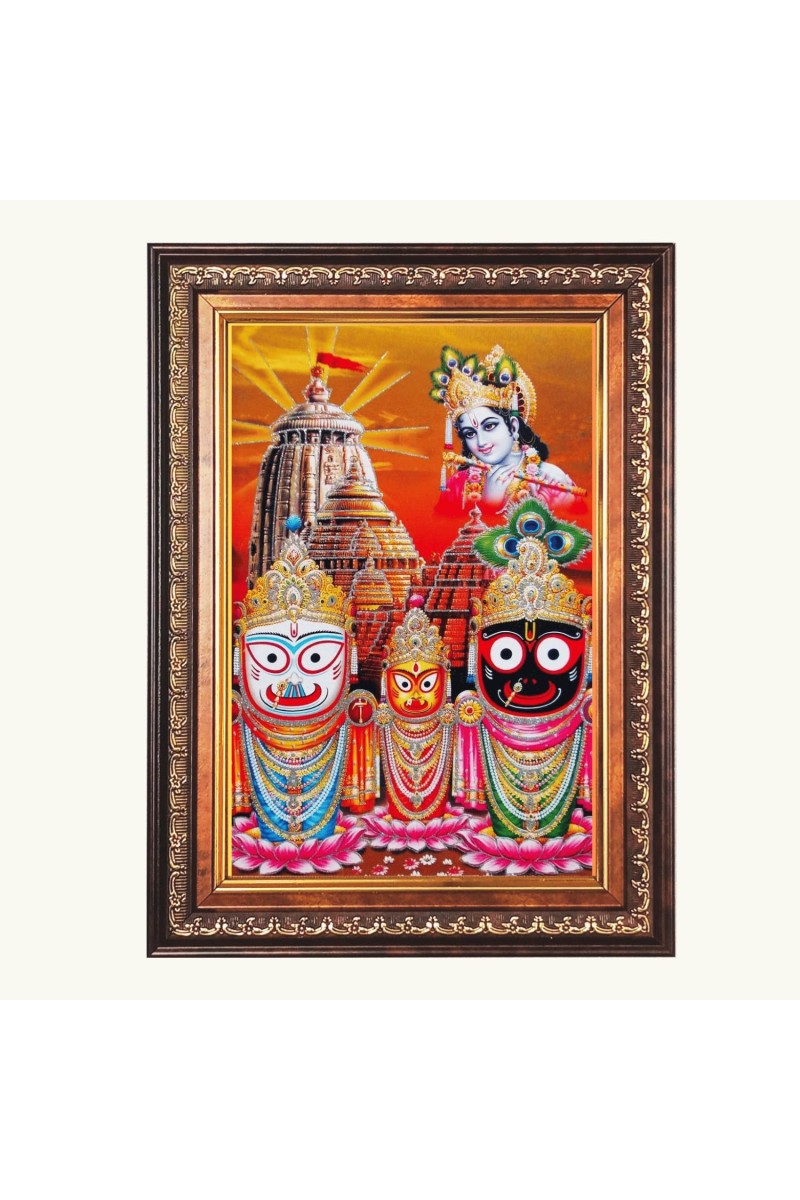 Sri Jagannath Subhadra Balaram Color Photo 10x14 Inch - Vibrant Religious Wall Art for Home or Office Decor.