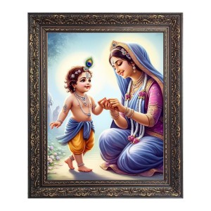 Maa Yoshada with Baby Krisha Big Photo Frame - 16x20 Inches for Home & Office Decoration