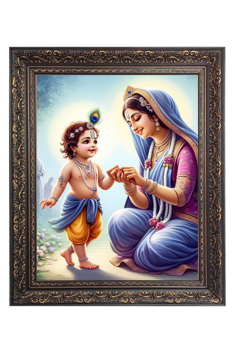 Maa Yoshada with Baby Krisha Big Photo Frame - 18x22 Inches for Home & Office Decoration