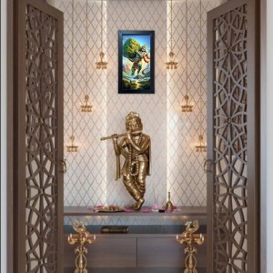 Hitech Sales Jai Shree Bajrangbali Wall-Mount Polystyrene Photo Frame Home Decoration and Gifting, 9.6 x 15.6 inches Black Frame (Pack of 1, Printed Photo)