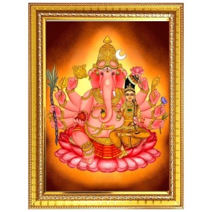 Maha ganapathi Photo Frame - 12x16 Inches, Brown Wooden Frame for Home, Office & Temple Decoration Maha ganapathi Photo Frame - 12x16 Inches, Brown Wooden Frame for Home, Office & Temple Decoration