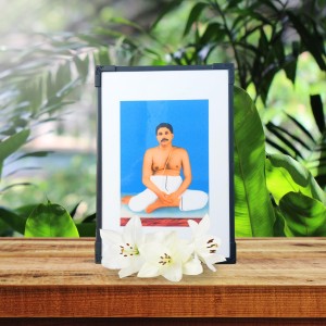 Hitech Sales Anukul Thakur Wooden Laminated Photo Frame with Stand for Pooja Room, Temple, Home Decor, Gift (Wallmount and Tabletop, 24 x 17 cm)