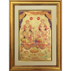 Maa Laxmi and Lord Ganeshji Golden Photo 11.5x15.5 Inches Perfect for Home, Office & Temple Decoration Maa Laxmi and Lord Ganeshji Golden Photo 11.5x15.5 Inches Perfect for Home, Office & Temple Decoration