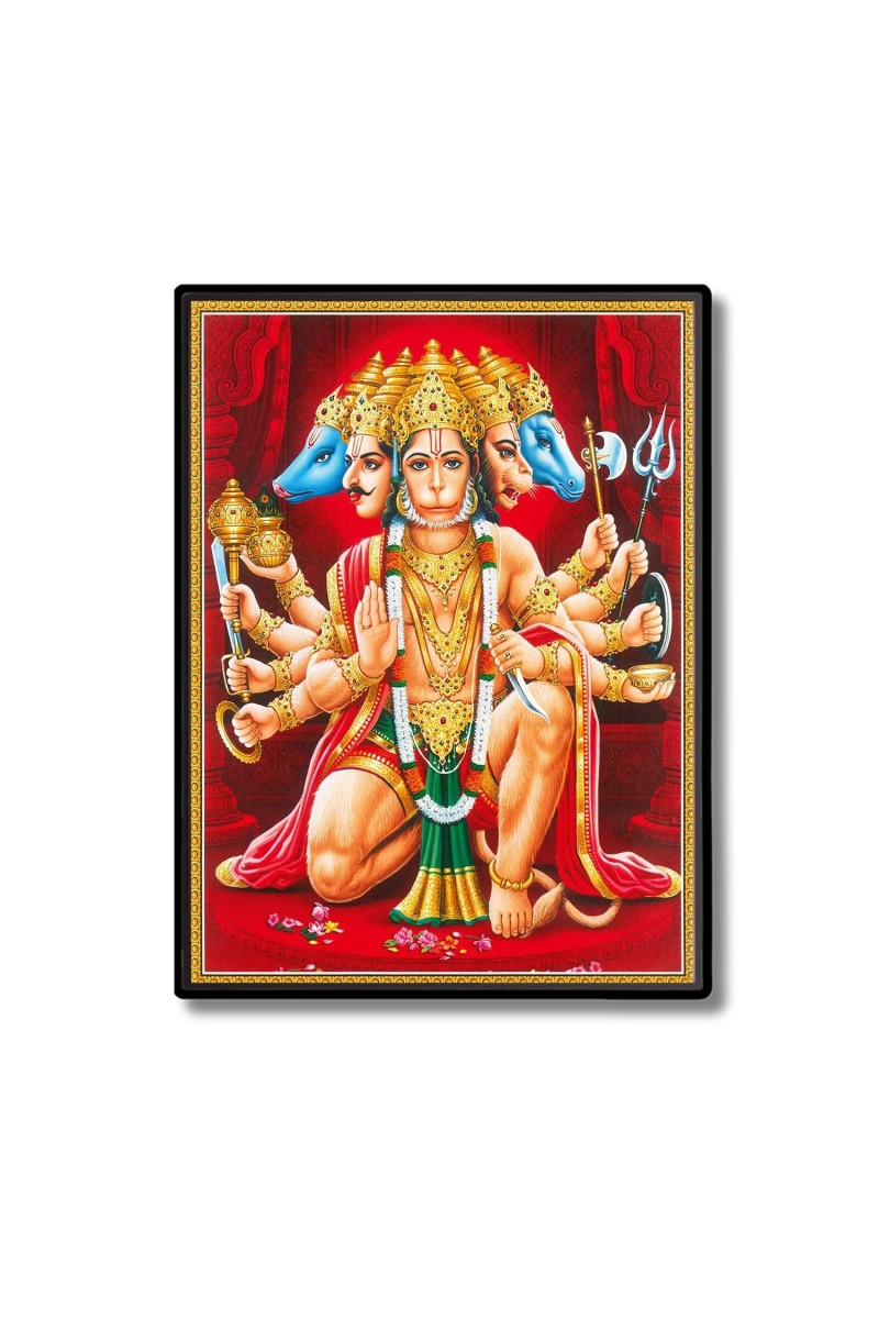 Panchamukhi Hanuman Laminated Photo - 13x15 Inches, Divine Blessings for Home & Office and Temple Decoration