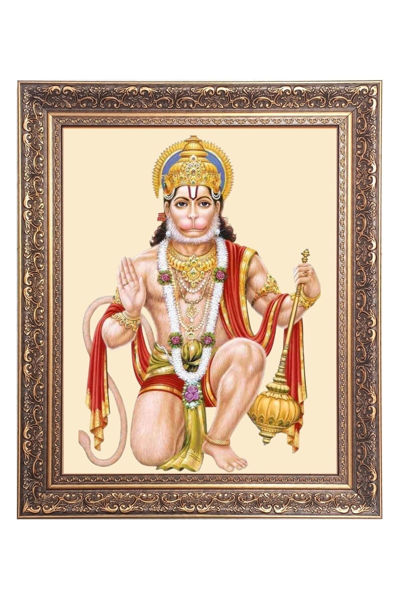 Sri Hanuman Big Photo Frame - 16x20 Inches for Home & Office Decoration