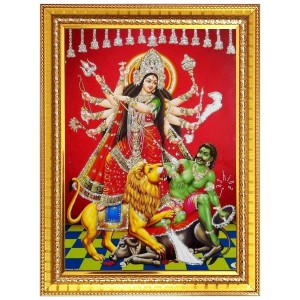 Mahishasura mardhini Photo Frame - 10x14 Inches, Brown Wooden Frame for Home, Office & Temple Decoration Mahishasura mardhini Photo Frame - 10x14 Inches, Brown Wooden Frame for Home, Office & Temple Decoration