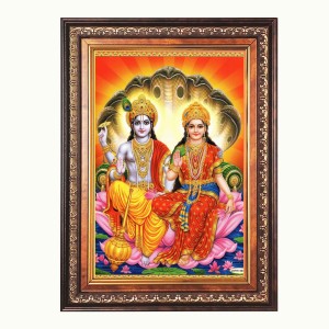 Sri Lakshmi Narayana Color Photo 8x12 Inch - Vibrant Religious Wall Art for Home or Office Decor.