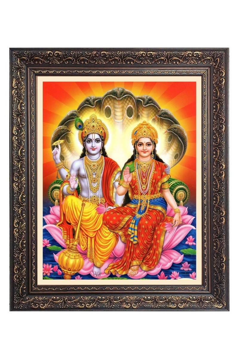 Maa Laxmi and God Narayan Big Photo Frame - 18x22 Inches for Home & Office Decoration