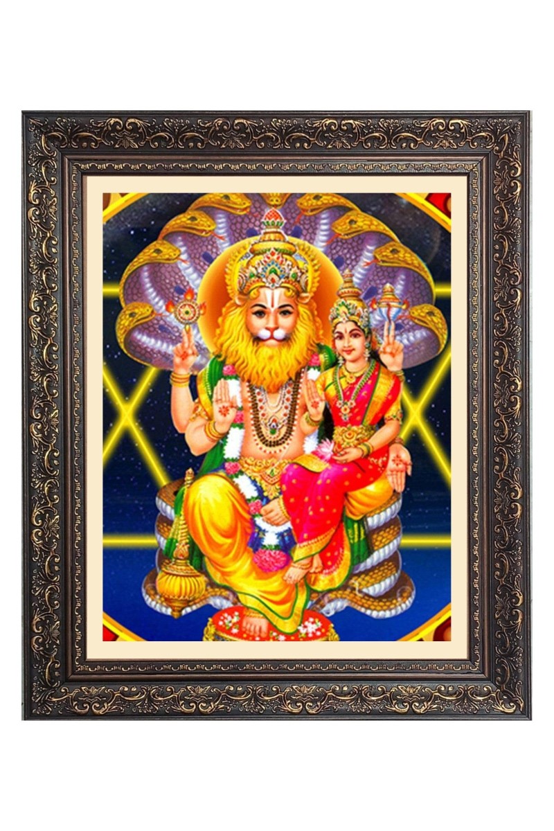 God Sri Lakshmi Narasimha Big Photo Frame - 22x26 Inches for Home & Office Decoration