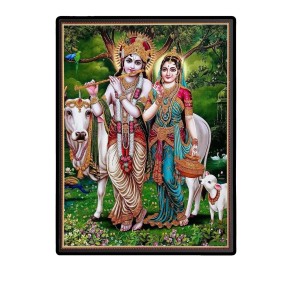 Radha Krishna Laminated Photo - 5x7 Inches, Divine Blessings for Home & Office and Temple Decoration