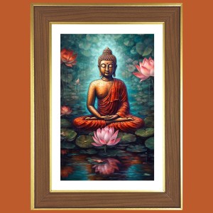 Meditative state Buddha Photo Frame - 10x14 Inches, Brown Wooden Frame for Home, Office & Temple Decoration Meditative state Buddha Photo Frame - 10x14 Inches, Brown Wooden Frame for Home, Office & Temple Decoration