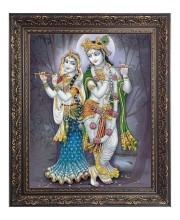 Sri Krishna with Sri Radha Big Photo Frame - 16x20 Inches for Home & Office Decoration