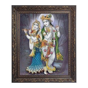 Sri Krishna with Sri Radha Big Photo Frame - 18x22 Inches for Home & Office Decoration