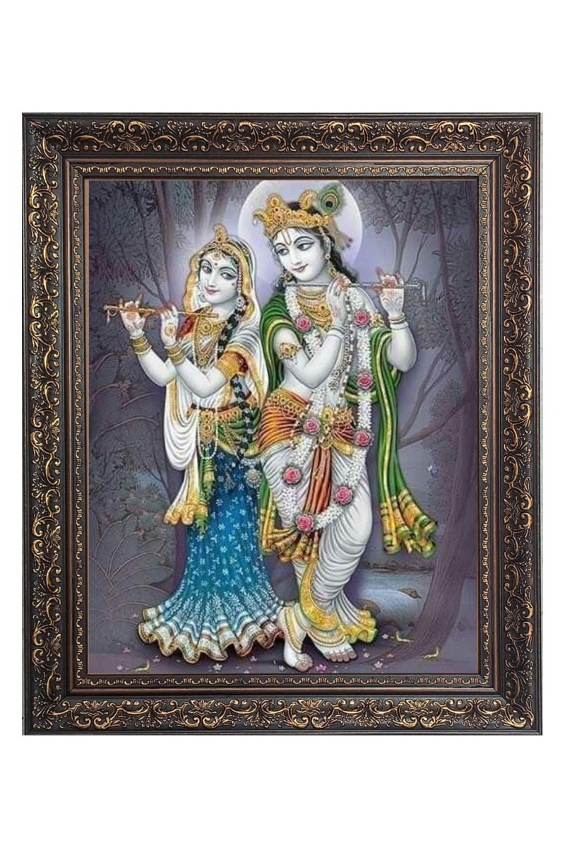 Sri Krishna with Sri Radha Big Photo Frame - 16x20 Inches for Home & Office Decoration