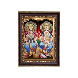 Sri Maa Lakshmi and Sri Ganeshji Digital Print Photo 6.7x8.7 inches - Vibrant Religious Wall Art for Home, Office and Temple Decor. Sri Maa Lakshmi and Sri Ganeshji Digital Print Photo 6.7x8.7 inches - Vibrant Religious Wall Art for Home, Office and Temple Decor.