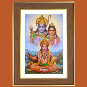 Shree Ram Sita With Hanuman ji Photo Frame - 12x16 Inches, Brown Wooden Frame for Home, Office & Temple decoration Shree Ram Sita With Hanuman ji Photo Frame - 12x16 Inches, Brown Wooden Frame for Home, Office & Temple decoration