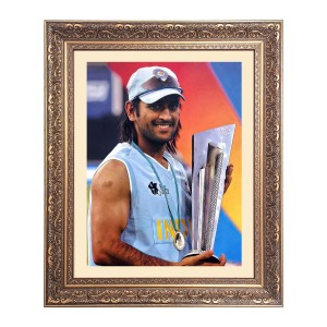 Mahindra Singh Dhoni With Cup Big Photo Frame - 22x26 Inches for Home & Office Decoration Mahindra Singh Dhoni With Cup Big Photo Frame - 22x26 Inches for Home & Office Decoration