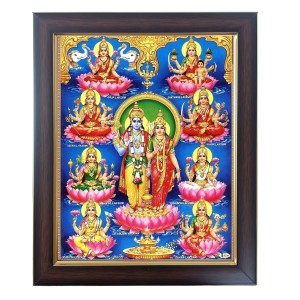 Hitech Sales Lord Vishnu and Mata Lakshmi with his 8 Form Photo Frame for Pooja Room, Temple Decor, Home Decoration and Gift Hitech Sales Lord Vishnu and Mata Lakshmi with his 8 Form Photo Frame for Pooja Room, Temple Decor, Home Decoration and Gift
