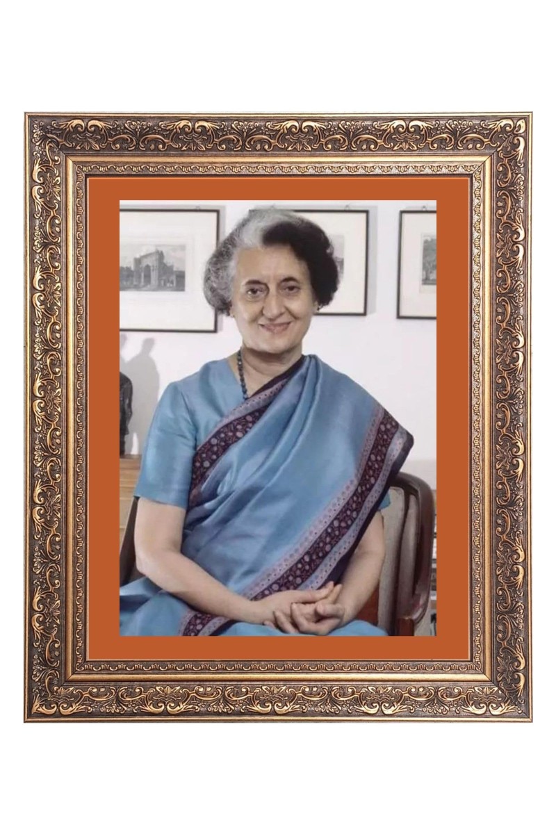 Mrs. Indira Gandhi Big Photo Frame - 18x22 Inches for Home & Office Decoration