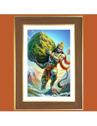 Lord Hanuman Photo Frame - 14x18 Inches, Brown Wooden Frame for Home, Office & Temple decoration