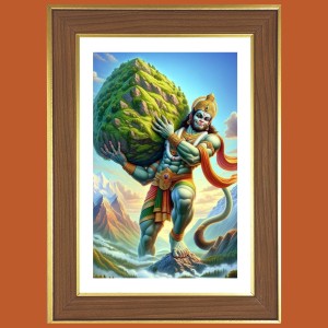 Lord Hanuman Photo Frame - 14x18 Inches, Brown Wooden Frame for Home, Office & Temple decoration Lord Hanuman Photo Frame - 14x18 Inches, Brown Wooden Frame for Home, Office & Temple decoration