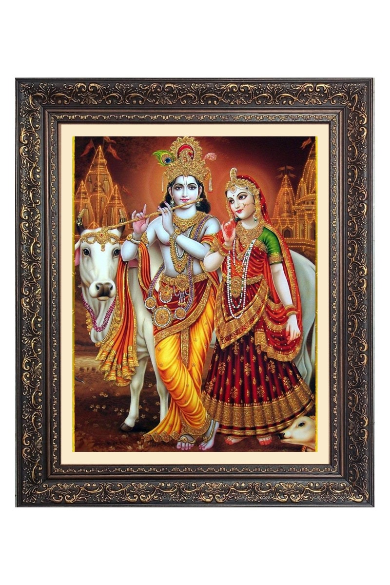 Sri Krishna and Sri radha Big Photo Frame - 20x24 Inches for Home & Office Decoration