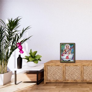 Saraswati Laminated Photo - 5x7 Inches, Divine Blessings for Home & Office and Temple Decoration