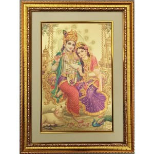 Sri Radha & Sri Krishna Golden Photo 11.5x15.5 Inches Perfect for Home, Office & Temple Decoration Sri Radha & Sri Krishna Golden Photo 11.5x15.5 Inches Perfect for Home, Office & Temple Decoration
