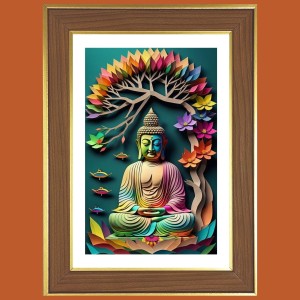 Serene Buddha Photo Frame - 10x14 Inches, Brown Wooden Frame for Home, Office & Temple Decoration Serene Buddha Photo Frame - 10x14 Inches, Brown Wooden Frame for Home, Office & Temple Decoration