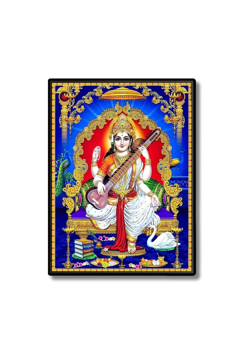 Saraswati Laminated Photo - 5x7 Inches, Divine Blessings for Home & Office and Temple Decoration
