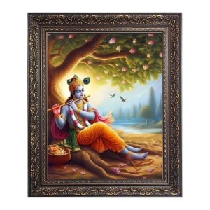 Sri Krishna with flute Big Photo Frame - 16x20 Inches for Home & Office Decoration
