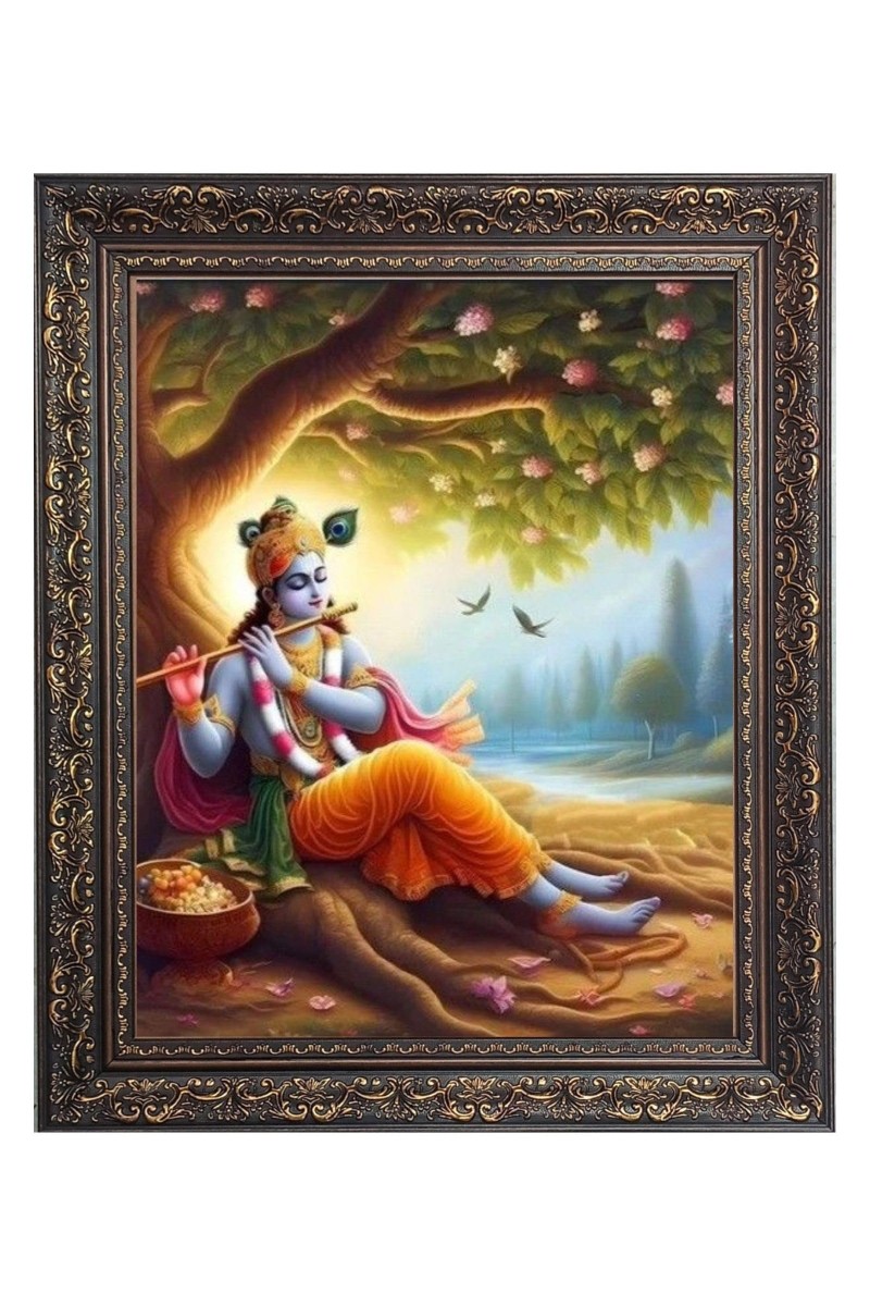 Sri Krishna with flute Big Photo Frame - 20x24 Inches for Home & Office Decoration