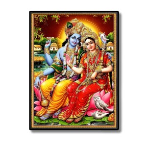 Radha Krishna Laminated Photo - 5x7 Inches, Divine Blessings for Home & Office and Temple Decoration