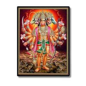 Panchamukhi Hanuman Laminated Photo (11x13 Inches Without glass) Divine Blessings for Table and Walls,Home & Office and Temple Decoration